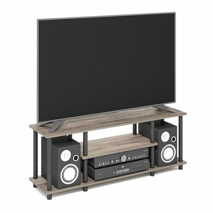 Furinno Turn-N-Tube No Tools 3D 3-Tier Entertainment TV Stand up to 50 inch TV, Round Tubes, French Oak Grey/Black - color: French Oak, size: 50 inch