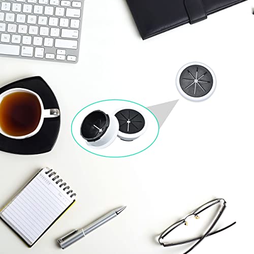Aifeier ET 2PCS Desk Grommet 2 Inch/50mm Rubber Cable Wire Grommet Cable Hole Cover for Managing and Hiding Office PC Desk Cable Cord (Black with White) - size: Detachable 2 Inch/50mm(Black with White)