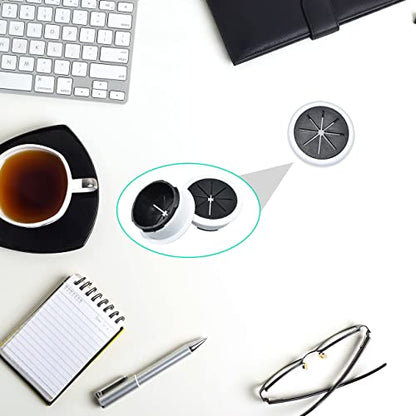 Aifeier ET 2PCS Desk Grommet 2 Inch/50mm Rubber Cable Wire Grommet Cable Hole Cover for Managing and Hiding Office PC Desk Cable Cord (Black with White) - size: Detachable 2 Inch/50mm(Black with White)