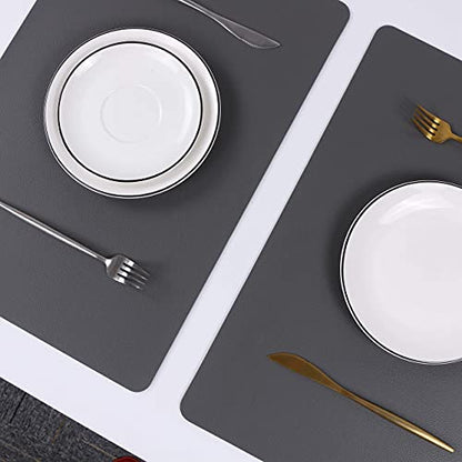 Wipeable Placemats Leather Table Mats Waterproof Heat-Resistant Easy to Clean for Dining Table Set Kitchen Table (4, Grey) - color: Gray, size: set of 4