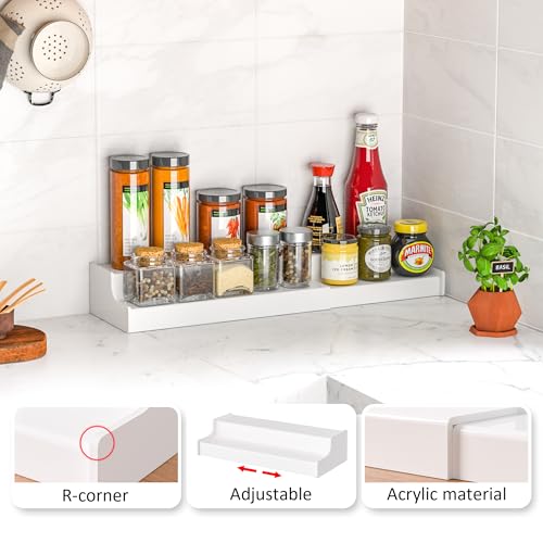 Sezanrpt Expandable Spice Rack Cabinet Organizer 2 Tier, White Kitchen Counter Display Shelf, Seasoning Organizer for Cabinet, Moisture Resistant - size: 2 Tier