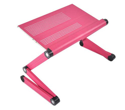 Adjustable Vented Laptop Table Stand Lapdesk Portable Bed Tray Tablet Book Stand Push Button Joints up to 17" (Pink)