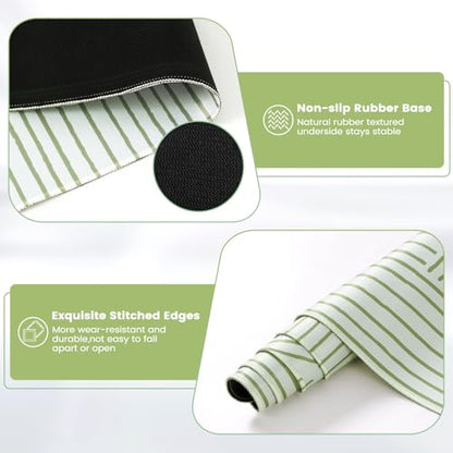 iCasso Green Desk Matt for Desktop, Cute Desk Pad Mat, Large Mouse Pad, Anti-Slip Big Mousepad with Stitched Edges, Keyboard Pad for Computer(Green) - color: Line-Green