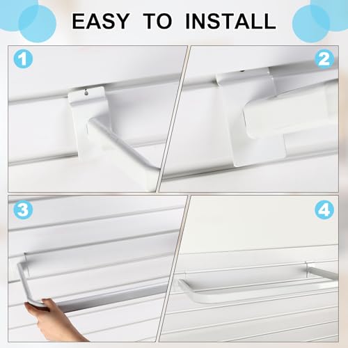 Shimeyao 2 Pcs U Shaped Handrail for Slatwall 24 Inch Oval Tubing Handrail Metal Slat Wall Accessory for Retail Displays Bracket Clothing Rack Home Use (White)
