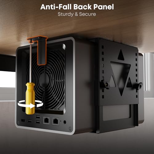 PUTORSEN Under Desk Mini PC Mount NAS Mount Bracket Holder, Height and Width Adjustable CPU Holder for Mac mini Desktop Computer, Mini PC, Small Form Factor Desktop Tower