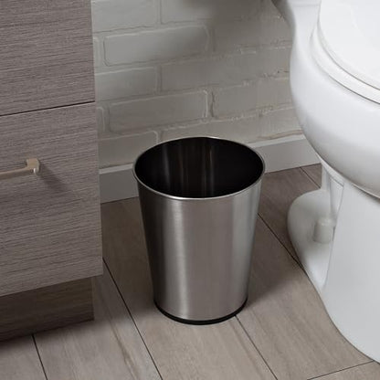 Bath Bliss 5 Liter Small Wastebasket, Stainless Steel|Compact Round Open Top Trash Can, Durable Bathroom Bedroom Dorm Office Garbage Bin, Stylish Space-Saving Waste Disposal Container (Pack of 12) - color: Stainless Steel, size: 12 Pack