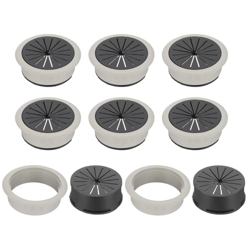 PATIKIL 50mm/ 2 inch Desk Grommet,8pcs Desk Cord Hole Cover Desk Cable Hole Grommet Cover Sturdy ABS Plastic Round for Cables Cabinets Desktop Equipment Wiring Organizing, Grey - color: Gray, size: 50mm