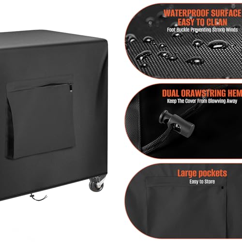 Kovshuiwe 33.8" L x 17.3" W x 32" H Outdoor Prep Table Cover | Waterproof Patio Dining Cart Cover Fitting Stainless Steel Grill Cart Trolley Table Covers - color: Black, size: 33.8" L x 17.3" W x 32" H