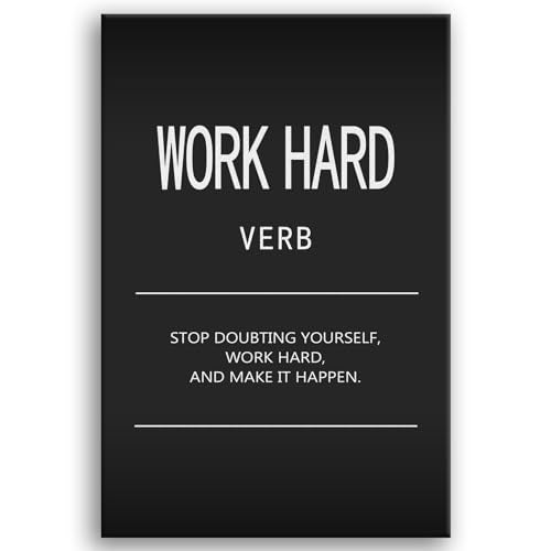 Inspirational Wall Art Motivational Entrepreneur Quotes Posters Work Hard Verb Canvas Painting Inspirational Pictures Prints Artwork Modern Home Decor for Living Room Gym Office Framed[12" W X 18" H] - color: A-ONE-10, size: 12"L x 18"W