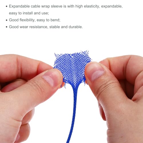 uxcell Expandable Sleeving, 1/4-inch 100ft Cable Sleeve, Blue - color: Blue, size: 1/4" x 100 Ft