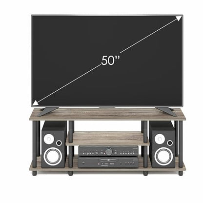 Furinno Turn-N-Tube No Tools 3D 3-Tier Entertainment TV Stand up to 50 inch TV, Round Tubes, French Oak Grey/Black - color: French Oak, size: 50 inch