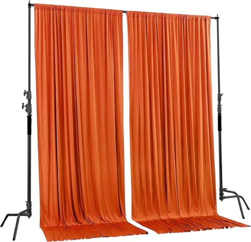 AK TRADING CO. 10 feet x 8 feet Polyester Backdrop Drapes Curtains Panels with Rod Pockets - Wedding Ceremony Party Home Window Decorations - Orange (DRAPE5X8-ORANGE) (Pack of 2) - color: Orange