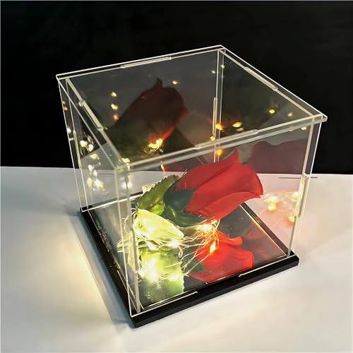 Clear Acrylic Display Case, 6x6x6 inch (15x15x15cm) | Assemble Cube Display Box, Black Base, Dustproof Protection, For Collectibles Memorabilia Figurines - size: 6 x 6 x 6 inches