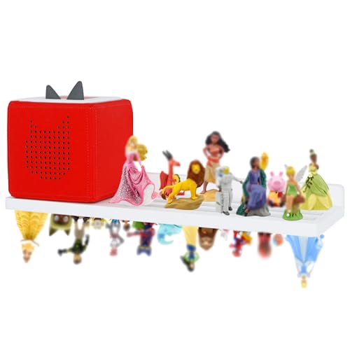 PHOENANCEE for Tonies Shelf Magnetic,for Toniebox Figures Storage Display Shelf 30-36 Character,Wall Floating Shelves Wooden,Compatible Charging Station for Children Kid's Room,Oak,1 Tier - color: White, size: 1-Tier