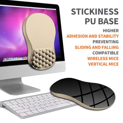 Ergonomic Joint Wrist Support Mouse Pad with Memory Foam Cushion Massage Bump, Carpal Tunnel Pain Relief Mousepad Slope Design for Wrist Rest, 11.8x7.9 in, Apricot - color: Apricot