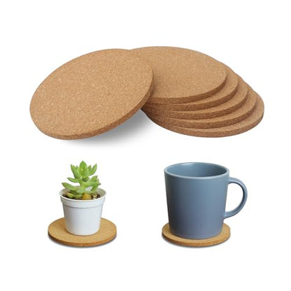 6Pcs Cork Coasters, Tivnhuils 3.9 inch Cork Coaster Desk, Coaster Set for Cup and Plant - size: 6PCS