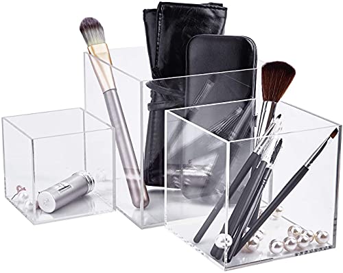 Clisela 3pcs Acrylic Cube Display Stands Box Risers Clear 3" 4" 5" | Display Case Plastic Box Perspex Stand, Dustproof Protection Showcase for Action Figures, Toys, Collectibles - size: (3,4,5)"- Clear