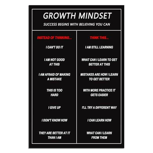 Inspirational Wall Art Classroom Wall Decor Motivational Canvas Painting Growth Mindset Inspiring Entrepreneur Quotes Posters Prints Artwork Modern Home Living Room Office Decor Framed[12''W x 18''H] - color: A-ONE-33, size: 12"L x 18"W
