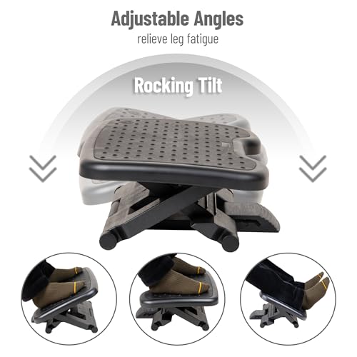 Mind Reader Adjustable Foot Rest with Elastomer Pad for Comfort and Support, Ergonomic Foot Platform, Height Adjustable, Black - size: Foot Rest with Elastomer Pad