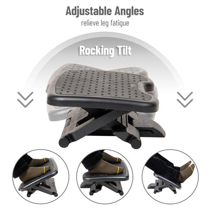 Mind Reader Adjustable Foot Rest with Elastomer Pad for Comfort and Support, Ergonomic Foot Platform, Height Adjustable, Black - size: Foot Rest with Elastomer Pad