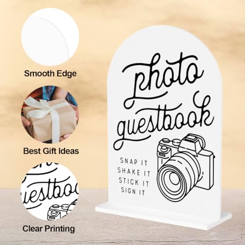 Photo Guest Book Sign, Wedding Guest Book Desk Decor, Wedding Engagement Party Bridal Shower Table Desk Acrylic Sign - color: Photo Guestbook