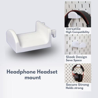 Headphone Holder Compatible with IKEA SKADIS Pegboard Headset Hanger Hook - color: White