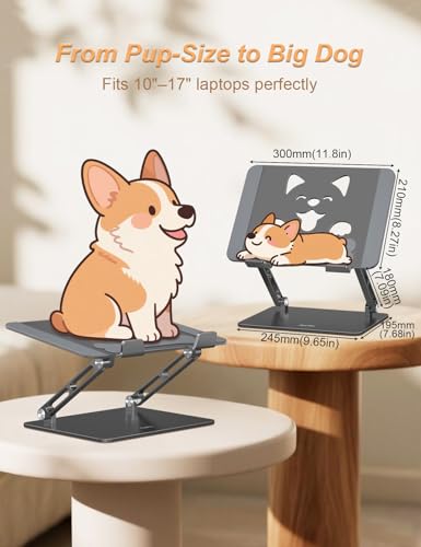 Aoviho Laptop Stand for Desk-Adjustable, Foldable, Portable, Ergonomic Aluminum Notebook Riser with Unique Puppy Shaped Vent, Desk Gift for 10"-17.3" Devices Mac, Dell, HP, Lenovo, Samsung, Gray - color: Gray
