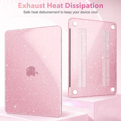 May Chen Compatible with MacBook Neo 13 inch Case 2026 Model A3404, Plastic Hard Shell,Keyboard Cover,Screen Protector,Dust Plug, for MacBook Neo 13" with A18 Pro Chip, Glitter Pink - color: Glitter Pink