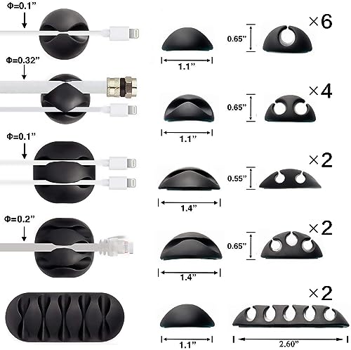 OHill Desk Cable Management Cord Organizer, 16 Pack White Self Adhesive Cord Holder Cable Clips, Ideal Cable Organizer Wire Keeper for Desk, Nightstand, Phone Charger, Computer, Home, Office, Car - color: White, size: ‎16-Pack