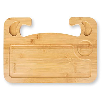 lebogner Steering Wheel Tray, Car Tray for Eating, Hook On Steering Wheel Desk for Food, Laptop and Car Accessories, Car Road Trip Must Haves Gadgets Car Table (Bamboo Wood) - color: Bamboo Wood