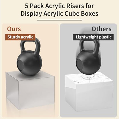 Acrylic Risers for Display 5 Pcs, Food Risers for Party Silver Display Stands Box Nesting Display for Jewelry Bag Cosmetics Catering Dessert Collectibles - color: Sliver-5pc
