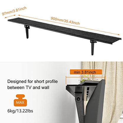 Bracwiser Plus No Drill TV Top Shelf 35.43 inch Wide for Thin Monitor TV Top Mounting Bracket Platform Holds Speaker, AV Receiver, Media Box, Game Console and More (CS106XLMINI) - size: 35 inch MINI