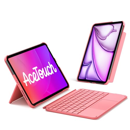 Inateck for iPad (A16) 11th/10th Gen 450g Ultralight Keyboard Case, Air 11" 2026 M4 /M3/M2, Air 5/4th, Pro 11 4/3/2/1th,1 Second Magnetic Detachable Keyboard with Touchpad, AceTouch, Pink - color: Pink