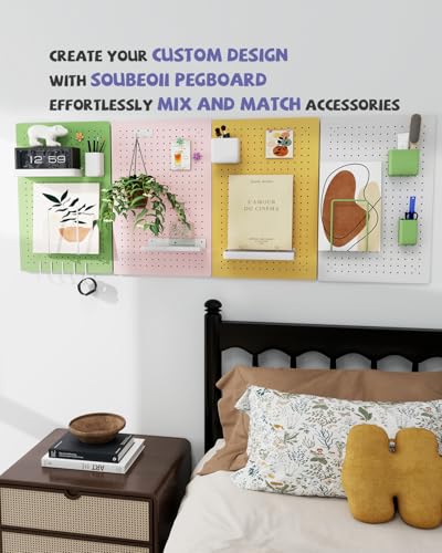 Metal Pegboard Kit — Carbon Steel Pegboards with 26 Accessories, Pegboard Wall Organizer for Home, Office, Study Room, Kitchen, Craft Room & Gaming Setup— 24″ × 16″ Pink Peg Board - color: Pink