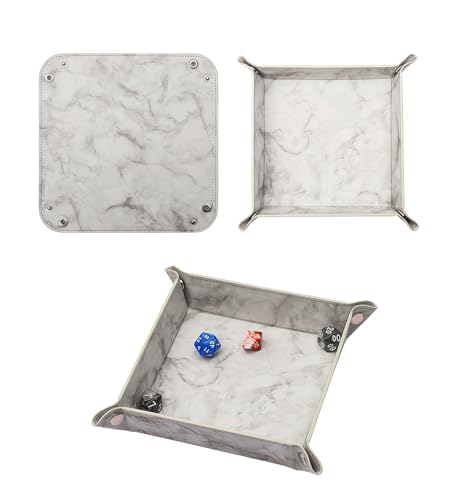 Valet Tray Desktop Storage Organizer – Vegan Leather Catchall Bedside Vanity Tray Nightstand Caddy Holder for Remote Controller, Watch, Keys, Phone, Wallet, Coin, Jewelry, Marble White - color: Marble White