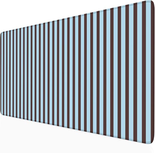 Dark Brown Blue Striped Desk Mat Cute Pastel XXL Large Gaming Mouse Pad Desk Pad Kawaii Cozy Aesthetic Keyboard Laptop Computer Mat Home Office Decor - color: A3- Chocolate Blue