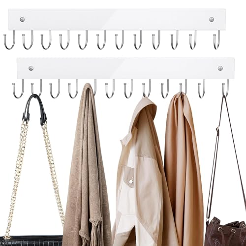 Belt Hanger Wall Mounted, Wooden Coat Rack Belt Organizer 2 Pack Max 24 Storage Capacity, 180° Rotating Space Saving Hangers for Ties, Tank Tops, Scarves, Bras, Keys, Bags White - color: White, size: 2 Pack-Belt