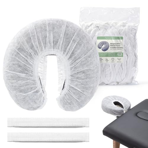 100PCS Disposable Face Cradle Covers, Universal Size Face Rest Covers for Massage Table, Ultra Soft Non-Woven Massage Table Headrest Cover Disposable Fitted Headrest Cradle Cover for Chairs