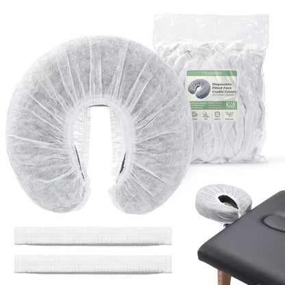 100PCS Disposable Face Cradle Covers, Universal Size Face Rest Covers for Massage Table, Ultra Soft Non-Woven Massage Table Headrest Cover Disposable Fitted Headrest Cradle Cover for Chairs