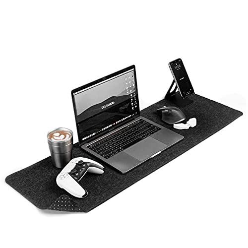 DELTAHUB - Minimalistic Felt Desk Protective Pad, Anti-Fray, Anti-Slip, Easy to Clean, Easy Glide, Long Lasting, Sleek Design, Comfortable, Resistant, Desk Mat, PC, Mac, Laptop - Medium (12x35inch) - color: Dark Grey, size: Medium