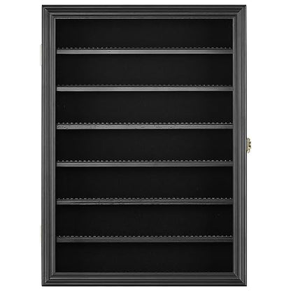 Minifigure Display Case - Building Block Toy Wall Cabinet Showcase for Small Miniature Collectibles Mini Brands Thimbles, Lockable UV Protection Door (Black Finish Frame) - size: Large - Black