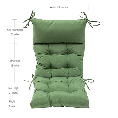 QILLOWAY Outdoor Rocking Chair Cushions Set of 2, 100% Polyester Waterproof Patio Rocking Chair Cushion, High Back Weatherproof Chair Pad for Adirondack & Outdoor Furniture, Dark Green - color: Dark Green