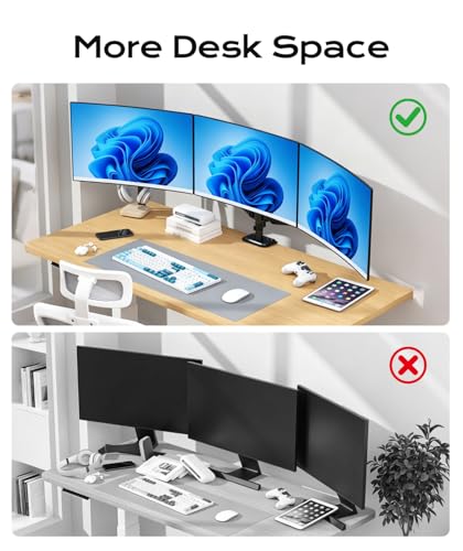 Pholiten Triple Monitor Mount for Desk, 2 Gas Spring Monitor Arms for 17-32 inches Screen, Fully Adjustable Heavy Duty Monitor Mount with Clamp & Grommet Mounting, Each Arm Holds 22 lbs - style: 3 monitor mount