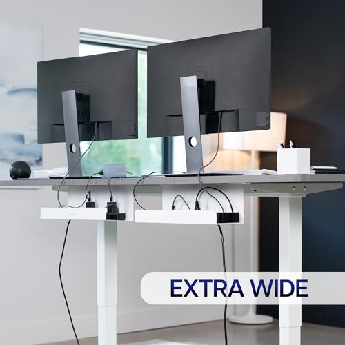 VIVO Under Desk 17 inch Extra Deep Cable Management Trays, Power Strip Holders, Cord Organizers, Wire Tamers for Office and Home, White, 2 Pack, DESK-AC16-2CW - color: White, size: Extra Deep