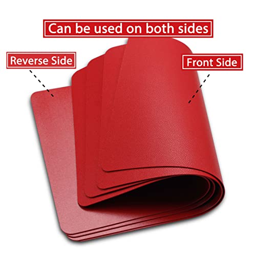Wipeable Placemats Leather Table Mats Waterproof Heat-Resistant Easy to Clean for Dining Table Set Kitchen Table (2, Red) - color: Watermelon Red, size: set of 2