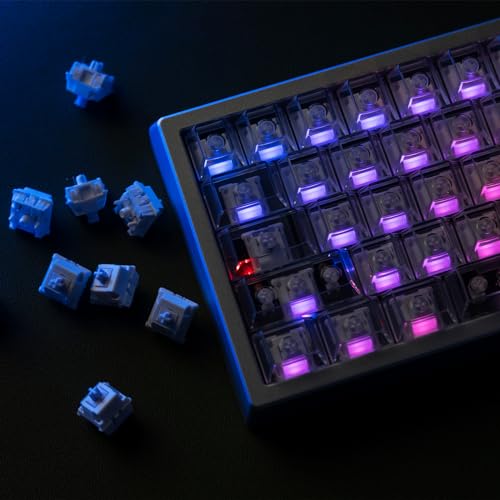 OOCTPK Chilkey 35pcs Morandi 5-Pin Linear Mechanical Keyboard Switches for Mechanical Keyboard, Focused Bottom-Out Feedback and Crisp, High-Transmittance PMMA Light Guide, Even RGB Illumination - color: Morandi purple-35Pcs