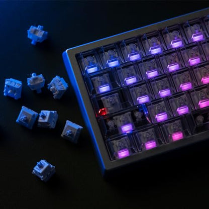 OOCTPK Chilkey 35pcs Morandi 5-Pin Linear Mechanical Keyboard Switches for Mechanical Keyboard, Focused Bottom-Out Feedback and Crisp, High-Transmittance PMMA Light Guide, Even RGB Illumination - color: Morandi purple-35Pcs