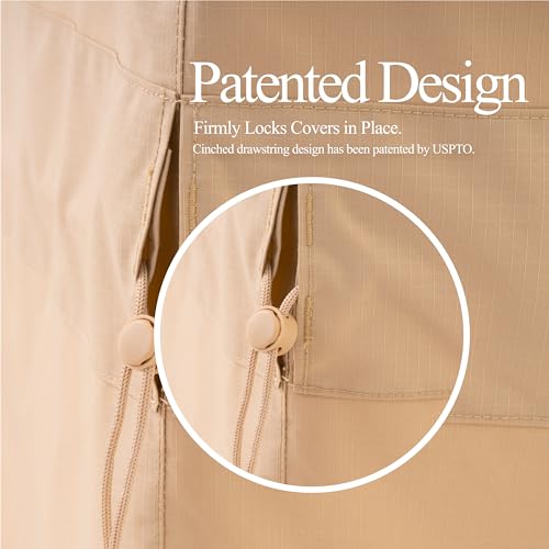 WJ-X3 Ripstop Outdoor Patio Chair Cover, Beige, 33W x 35D x 36H, 1-Pack | Waterproof, UV-Resistant, Heavy-Duty Protection,Deep Seat Lounge Fit, PU Coating, Flexible Non-PVC Feel, Tear Resistance - color: Beige, size: 33W x 35D x 36H,1-Pack,Lounge Chair Co