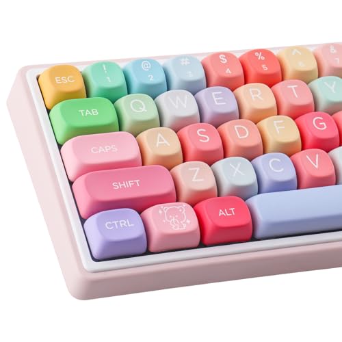 Tsungup PBT MOA Keycaps126 Keys Cute Gummy Bear Rainbow Candy Custom Keycaps 100 Percent Keyboard,Dye Sublimation Keycap Keyboard Keycap Set for MX Switches Mechanical Keyboard(only keycap) - color: Rainbow Candy
