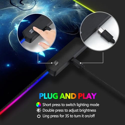 AIMSA RGB Gaming Mouse Pad XXL Large, Extended Glowing Led Light Up Cool Mouse pad Desk Pad Non-Slip Rubber Cute Mousepad Mat 35.4x15.8 Inch, Mysterious Glowing Butterfly - color: Mysterious Glowing Butterfly